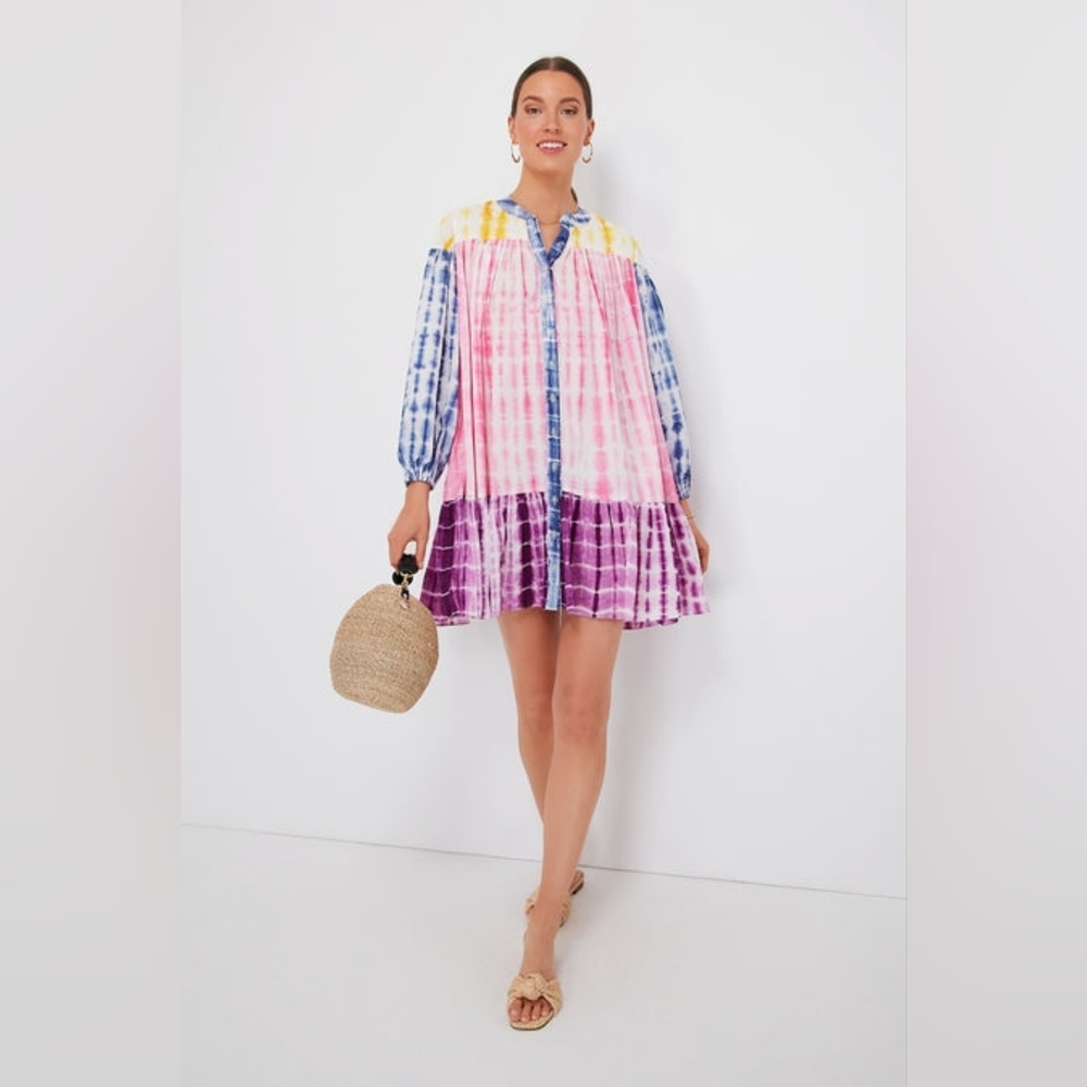 Charina Sarte Tie Dye Holi Belted Mini Dress Size L